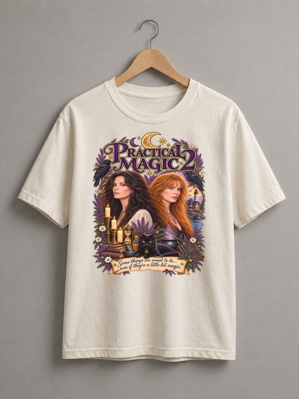 Practical Magic 2 Graphic Tee - Cream with Purple & Gold Accents